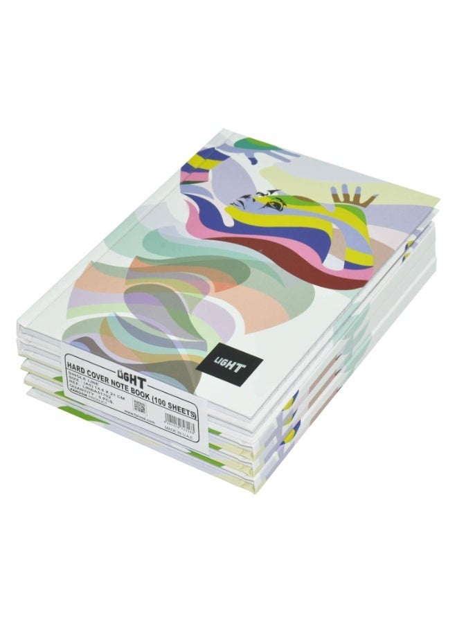 FIS Light Hardcover Notebook Single Line, 100 sheets, A5(14.8 X 21 cm) size, 5 pcs-LINBA51702 - Image 1